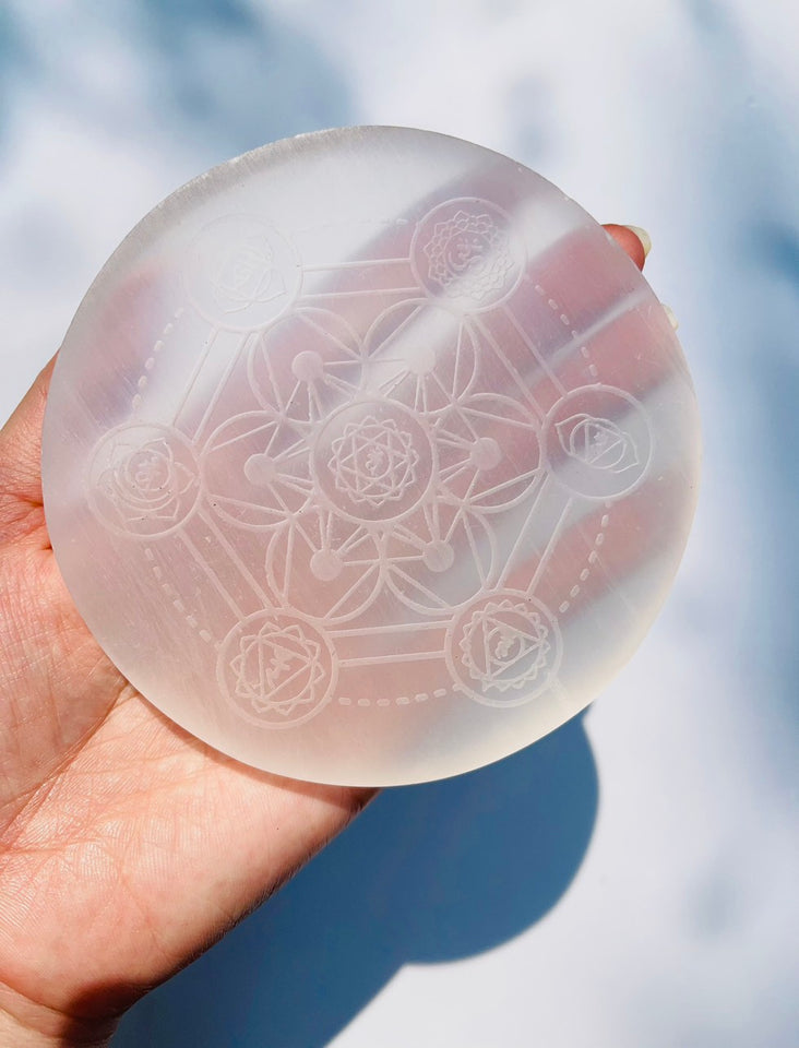 Chakra selenite plate