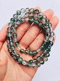 Moss agate bracelet - 6.5mm