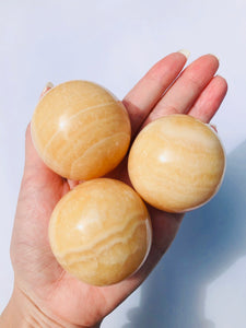 Yellow Calcite sphere 4cm