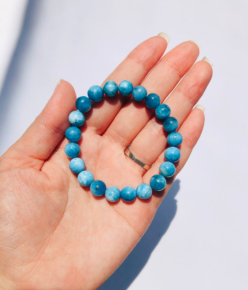 Blue Apatite Bracelet 8mm - chosen intuitively